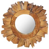 vidaXL Specchio da Parete 40 cm in Legno di Teak Rotondo