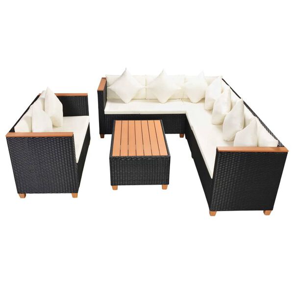 vidaXL Set Divani da Giardino 5 pz con Cuscini in Polyrattan Nero