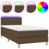 vidaXL Letto a Molle Materasso e LED Marrone Scuro 100x200 cm Tessuto