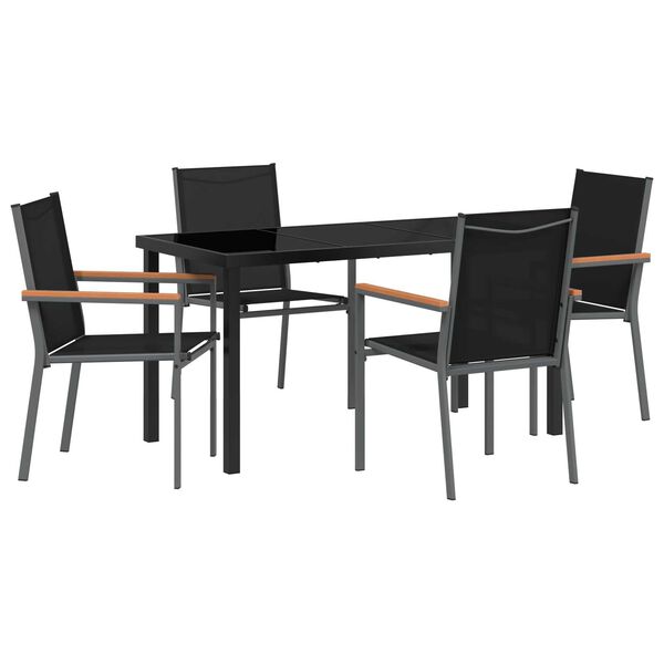 vidaXL Set da Pranzo per Giardino 5 pcs Nero