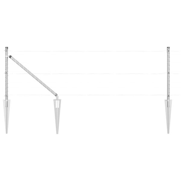 vidaXL Palo della recinzione 7 pcs Argento Acciaio