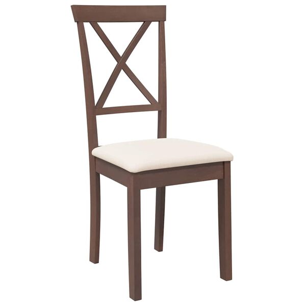 vidaXL Sedie da Pranzo con Cuscini 2pz Marrone Legno Massello di Hevea