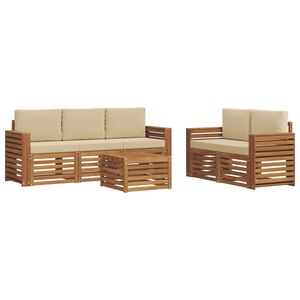 vidaXL Set di divani da esterno 6 pz Naturale e Beige