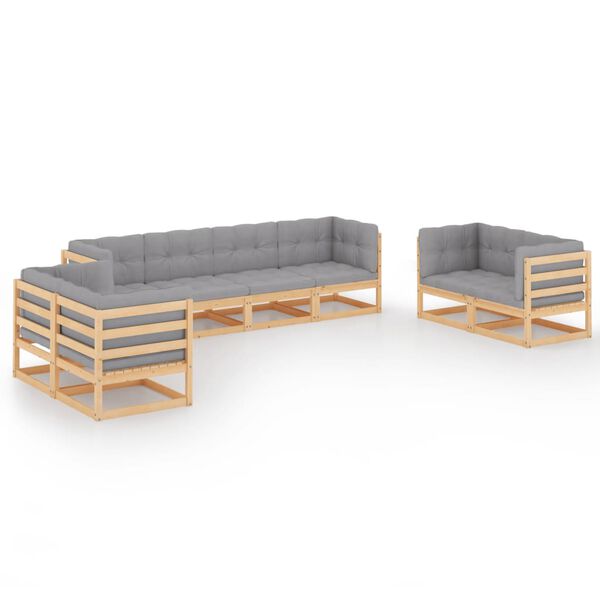 vidaXL Set Divani da Giardino 8 pz con Cuscini Legno Massello di Pino
