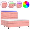 vidaXL Letto a Molle con Materasso e LED Rosa 160x200 cm in Velluto