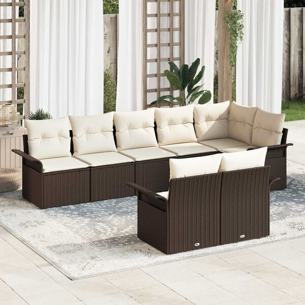 vidaXL Set Divano da Giardino 8 pcs Marrone polyrattan