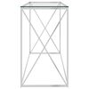 vidaXL Tavolino Laterale Argento 140x40x78 cm in Acciaio Inox e Vetro