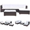 vidaXL Set Divani da Giardino 5 pz con Cuscini in Polyrattan Marrone