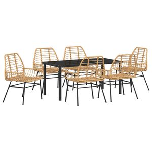 vidaXL Set da Pranzo per Giardino 7 pcs Marrone polyrattan