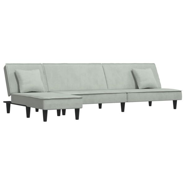 vidaXL Divano Letto a L Grigio Chiaro 255x140x70 cm in Velluto