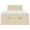 vidaXL Struttura Letto Pouf con Materasso Crema 120x200 cm in Tessuto