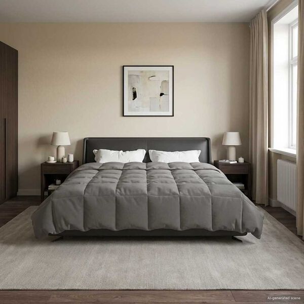 vidaXL Duvet Estivo Trapuntato Grigio chiaro 200 x 200 cm Microfibra