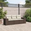 vidaXL Set Divano da Giardino 3 pz con Cuscini Marrone in Polyrattan
