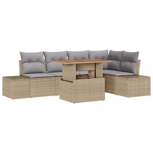 vidaXL Set da Pranzo per Giardino con cuscino 6 pcs Beige e grigio