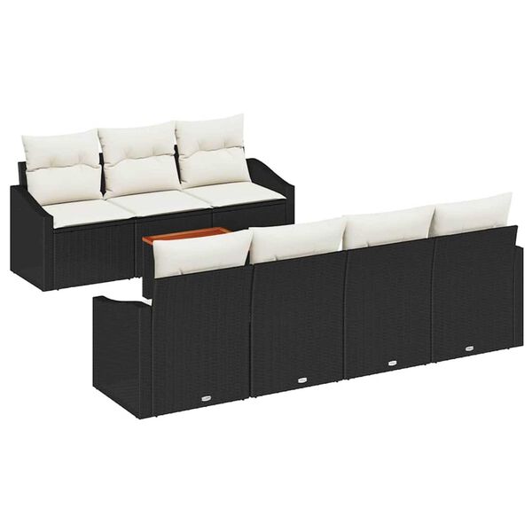 vidaXL Set Divano da Giardino 8 pcs Nero e Crema polyrattan