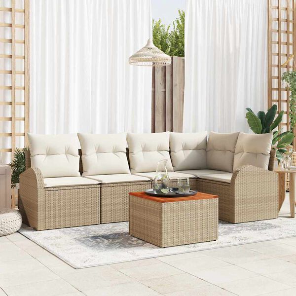 vidaXL Set Divano da Giardino 6 pcs Beige e bianco