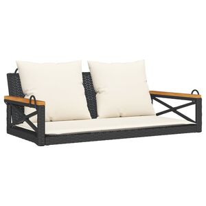 vidaXL Panchina a Dondolo con Cuscini Nera 109x62x40 cm in Polyrattan