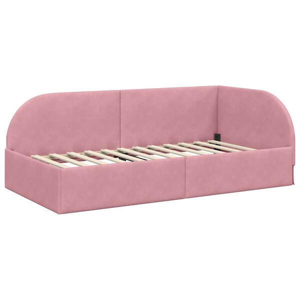 vidaXL Cornice del letto ad angolo Rosa 100 cm x 200 cm Velluto
