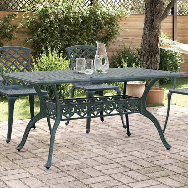vidaXL Tavolo da Giardino Verde 150x90x72 cm in Alluminio Pressofuso
