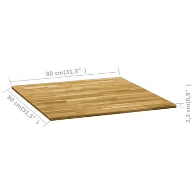 vidaXL Piano del Tavolo Legno Massello di Rovere Quadrato 23mm 80x80cm