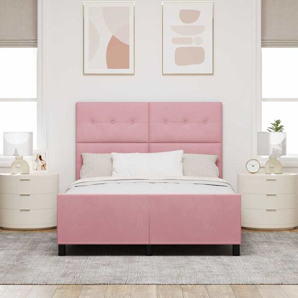 vidaXL Letto a molle con testiera Rosa 160 x 200 cm Velluto
