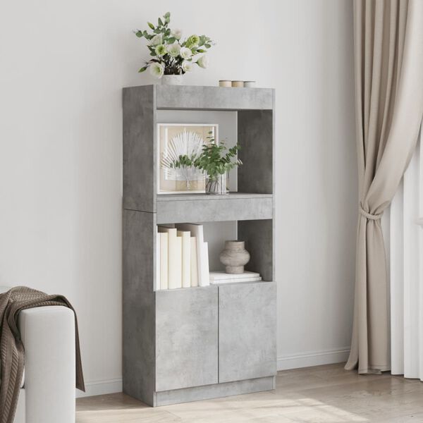 vidaXL Credenza Grigio Cemento 63x33x140 in Truciolato