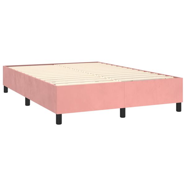 vidaXL Giroletto a Molle con Materasso Rosa 140x190 cm in Velluto