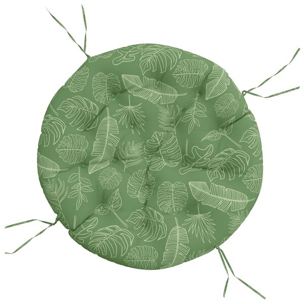 vidaXL Cuscino Rotondo Motivo a Foglie &Oslash; 100x11 cm in Tessuto Oxford