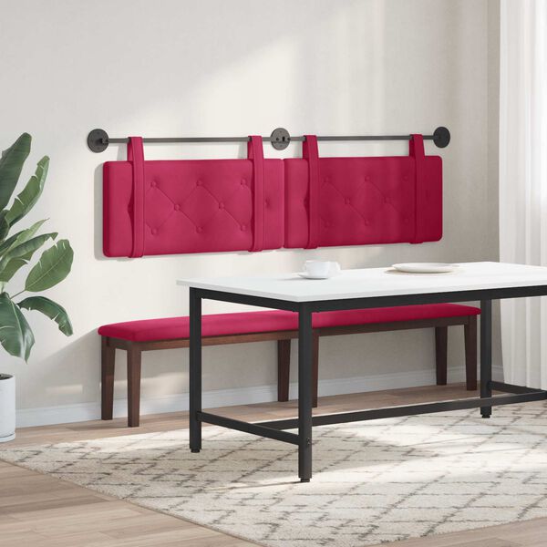 vidaXL Testata appesa Rosso Vino 170 x 55 x 5 cm Velluto
