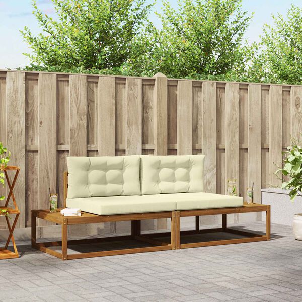 vidaXL Set di divani da esterno con cuscino 2 Pezzo Naturale e Crema