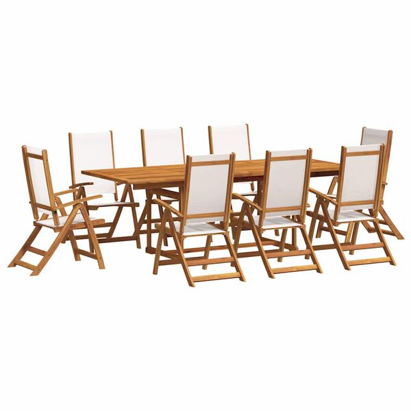 vidaXL Set Pranzo da Giardino 9pz Legno Massello di Acacia e Textilene