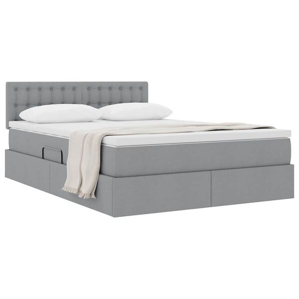 vidaXL Letto con contenitore e materasso Grigio chiaro 140 x 190 cm