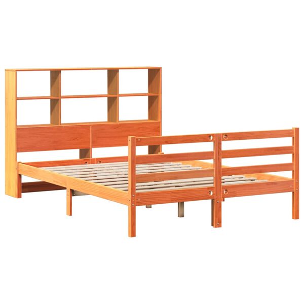 vidaXL Letto Libreria senza Materasso Marrone Cera 140x190 cm Legno