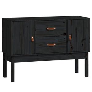 vidaXL Credenza Nera 110x40x78 cm in Legno Massello di Pino
