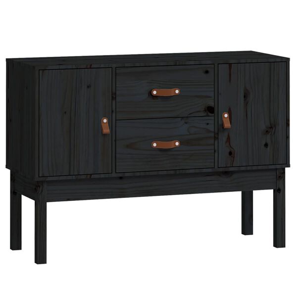 vidaXL Credenza Nera 110x40x78 cm in Legno Massello di Pino