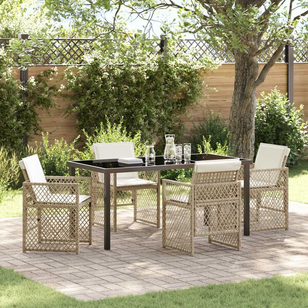 vidaXL Set da Pranzo per Giardino 5 pcs Beige polyrattan