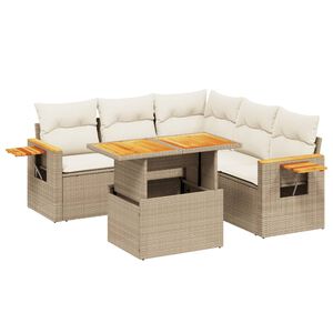vidaXL Set Divano da Giardino 6 pz con Cuscini Beige in Polyrattan