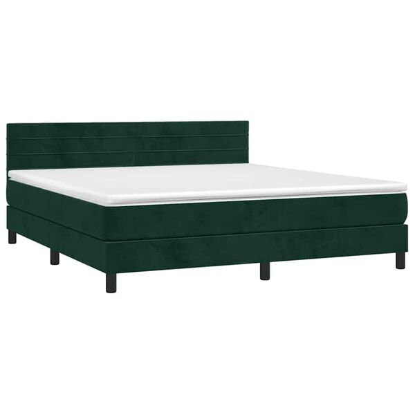 vidaXL Letto a Molle con Materasso e LED Verde Scuro 180x200cm Velluto