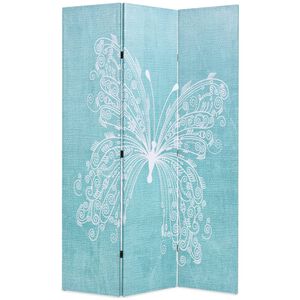vidaXL Paravento Pieghevole 120x170 cm Stampa Farfalla Blu