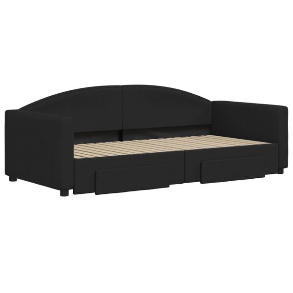vidaXL Divano Letto Estraibile con Cassetti Nero 90x190 cm in Tessuto