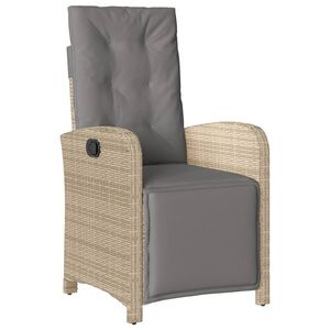 vidaXL Sedia Reclinabile Giardino e Poggiapiedi Beige Misto Polyrattan