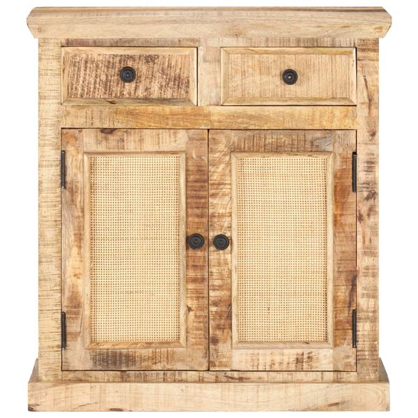 vidaXL Credenza 65x32x70 cm Legno Massello di Mango e Canna Naturale
