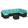 vidaXL Set Divano da Giardino con cuscino 9 pcs Nero Poly Rattan