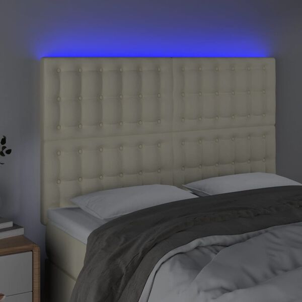vidaXL Testiera a LED Crema 144x5x118/128 cm in Similpelle