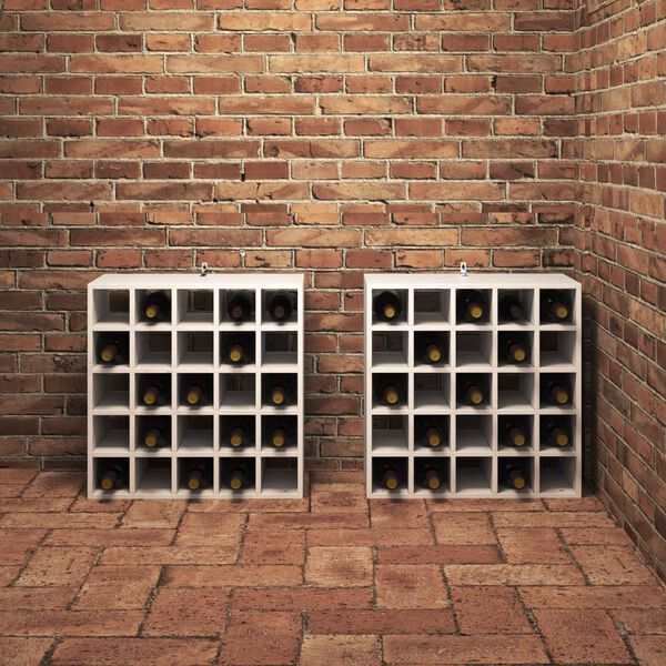 vidaXL Portabottiglie 2 pcs Bianco 56 x 25 x 56 cm Pino massello