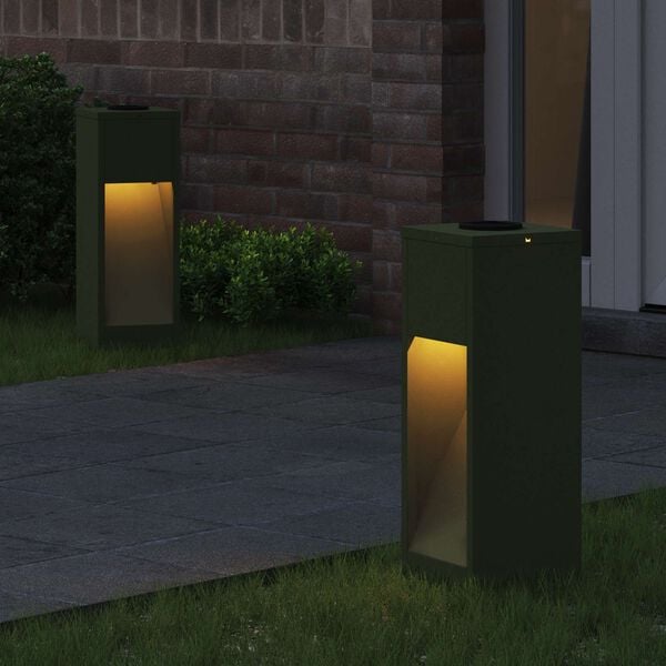vidaXL Lucina LED Solare da Percorso 2 pcs Verde oliva