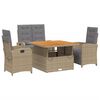vidaXL Set da Pranzo da Giardino 4 pz con Cuscini Beige in Polyrattan