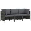 vidaXL Divano da Giardino a 3 Posti con Cuscini in Polyrattan Grigio