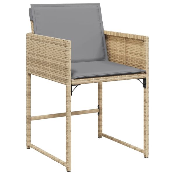vidaXL Set Pranzo da Giardino 11 pz con Cuscini Beige Misto Polyrattan