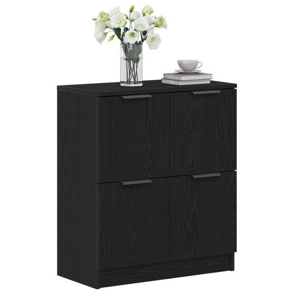 vidaXL Credenza Rovere Nero 60 x 30 x 70 cm Legno multistrato